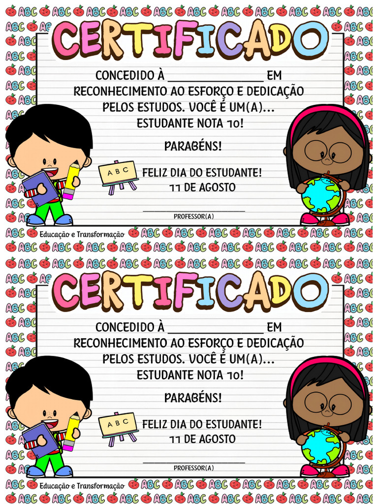 Certificado Dia Do Estudante | PDF