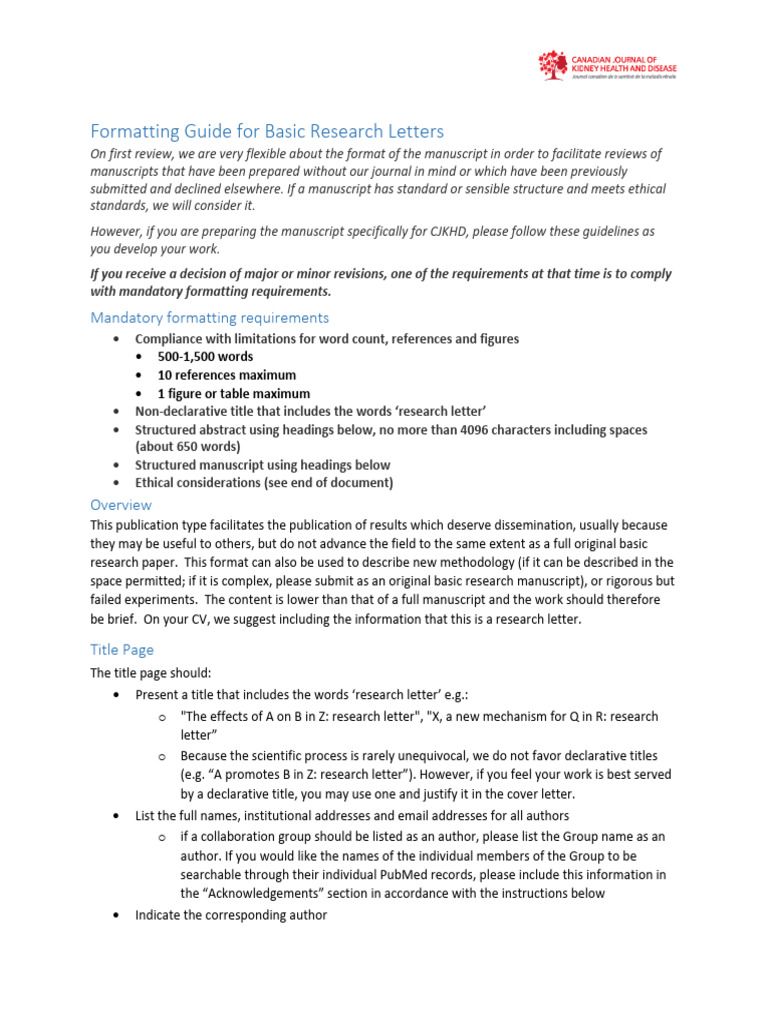 Research Letter Formatting Guidelines | PDF | Statistics | Scientific ...