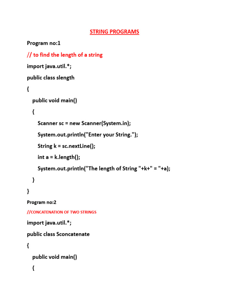 Java String Programs for ICSE Class 10 | PDF | String (Computer Science ...