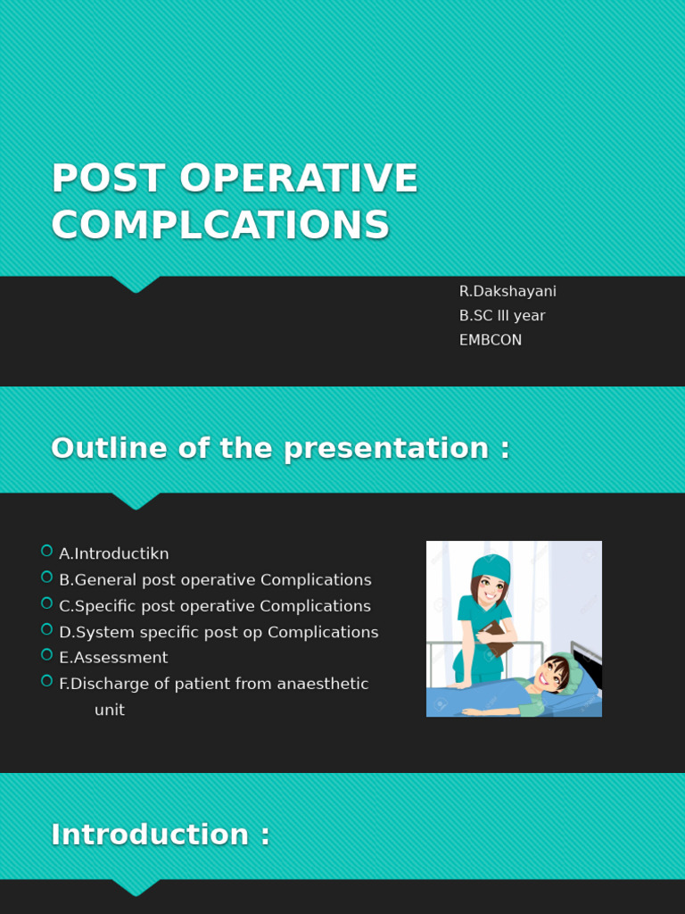Post Operative Complications and It's Management | PDF | Thrombosis | Vein