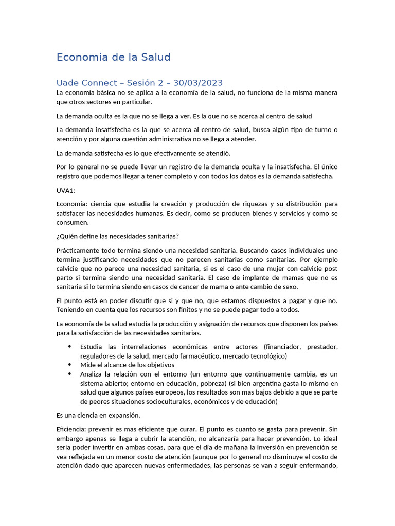 Economía de la Salud: Demandas y Recursos | PDF | Economía de la Salud ...