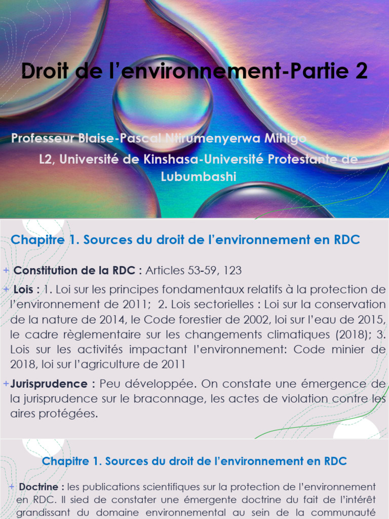 Droit de l'environnement en RDC | PDF | Environnement naturel | Loi ...