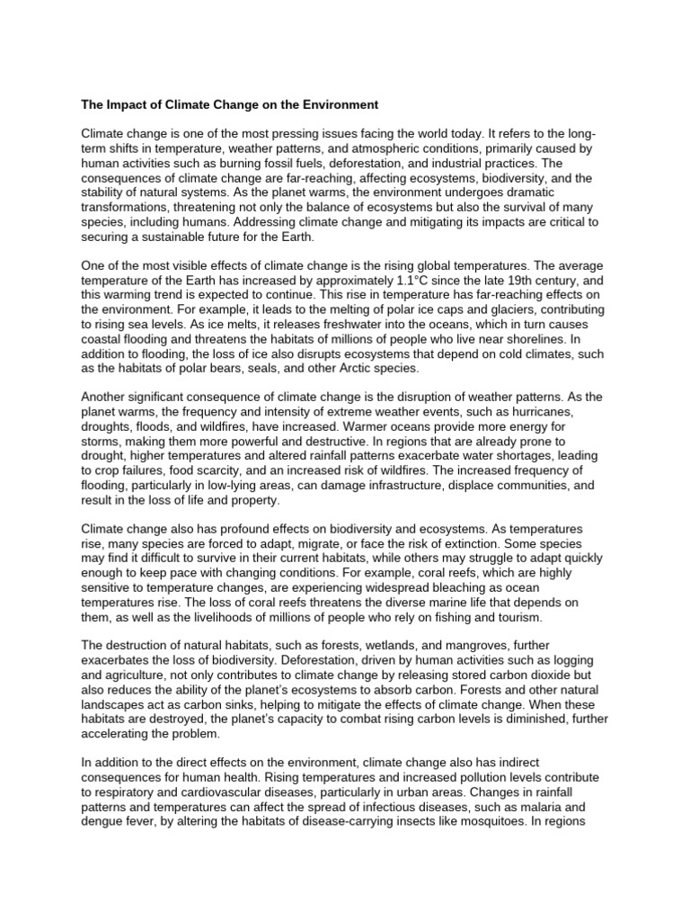 Climate Change's Environmental Impact | PDF | Climate Change | Natural ...