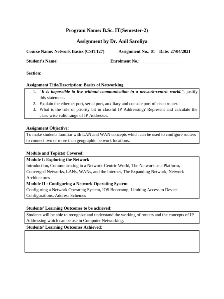 Network Basics Assignment-1 | PDF