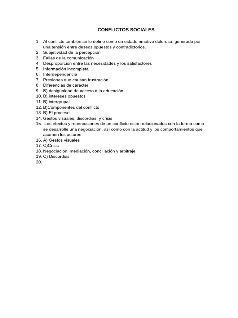 Tipos y Componentes de Conflictos Sociales | PDF