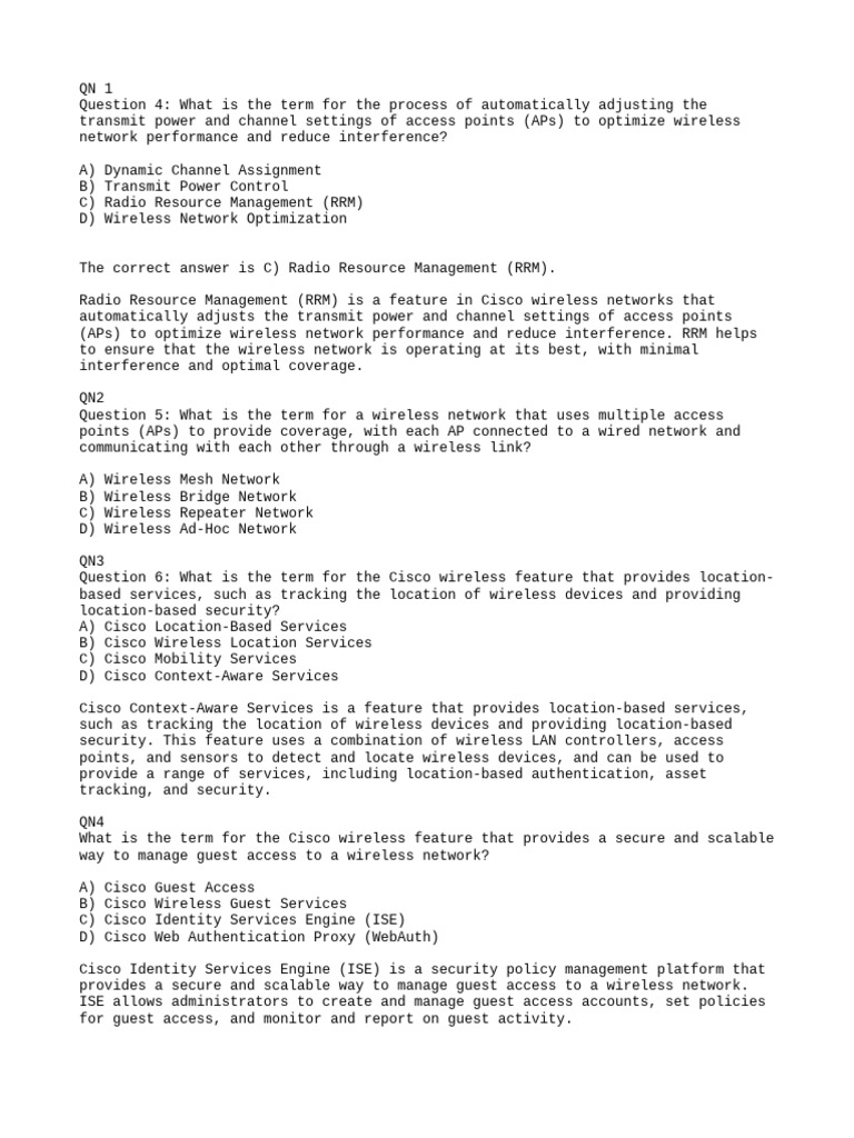 Cisco Wireless Network Features Explained | PDF | Wireless Lan ...