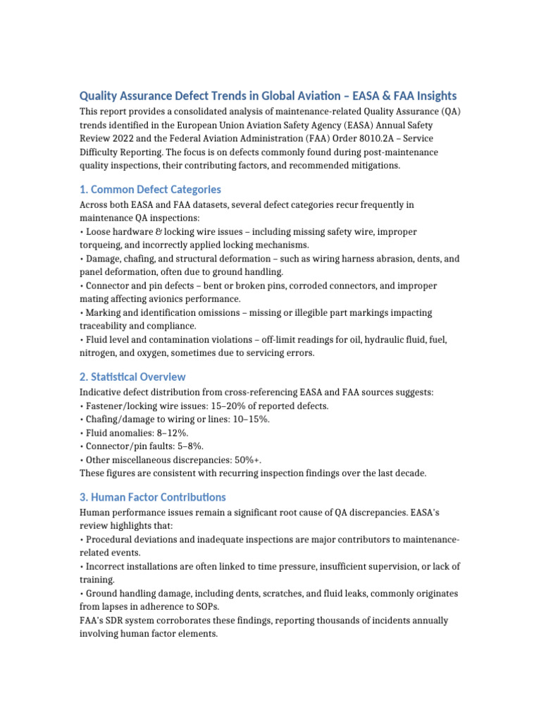 Deferred Defect Trends in Aviation QA | PDF | Federal Aviation ...