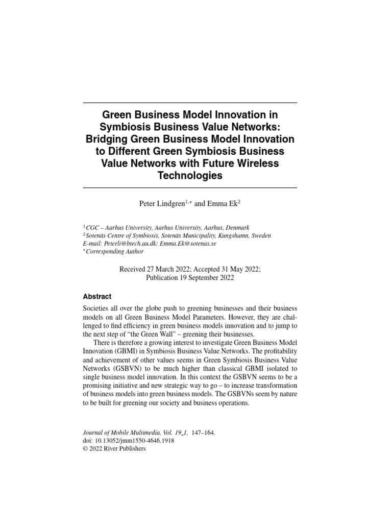 Green Business Model Innovation in Symbiosis Business Value Networks ...