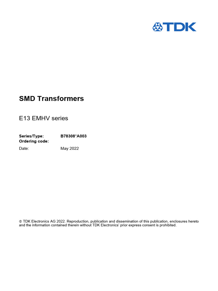 EMHV SMD Transformers Overview | PDF | Insulator (Electricity ...