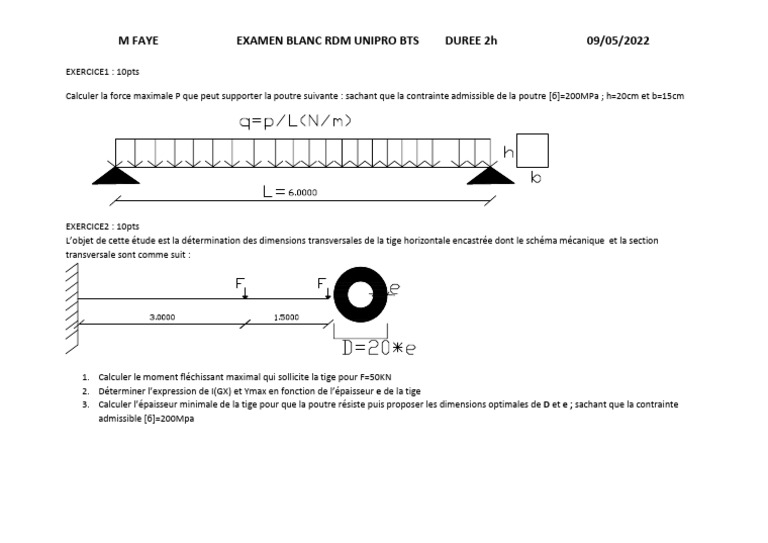 Examen Blanc RDM UNIPRO BTS 2022 | PDF