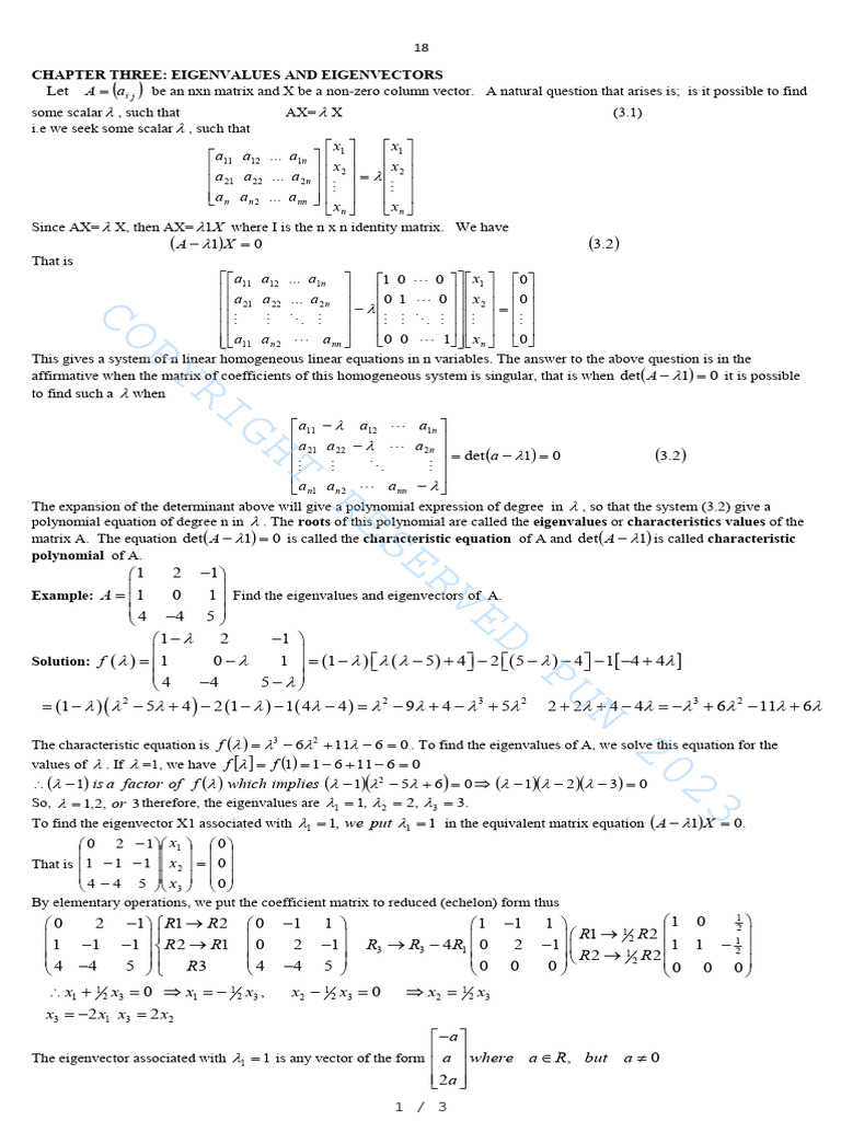 Eigenvalues and Eigenvectors Explained | PDF | Eigenvalues And ...