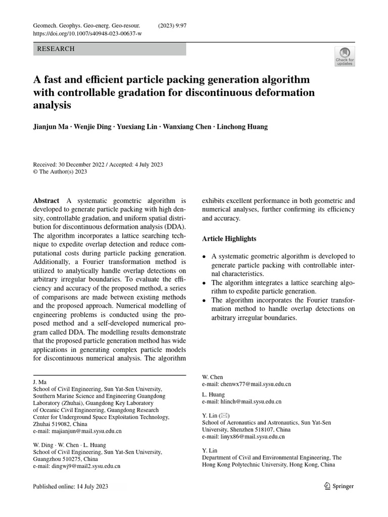 Efficient Particle Packing Algorithm | PDF | Cartesian Coordinate ...