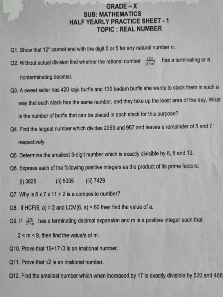 Class X Maths RealNumber 1 | PDF