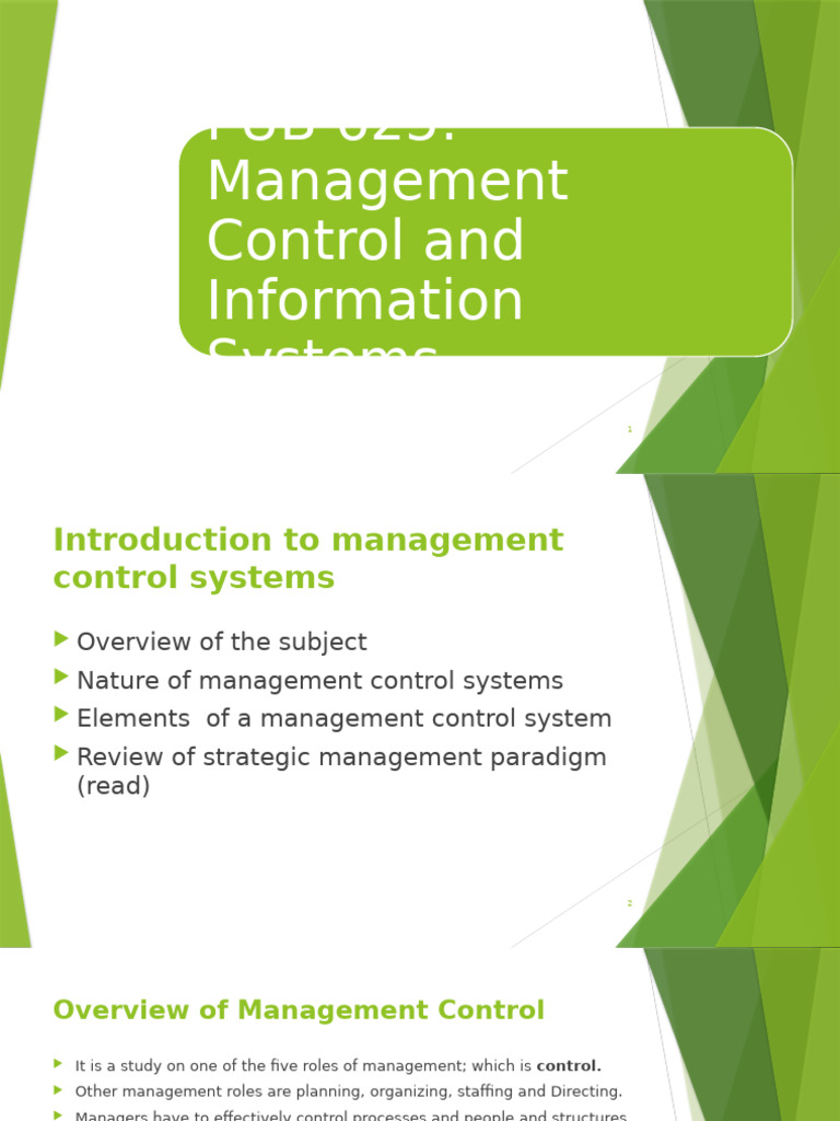Management Control Systems Overview | PDF | Strategic Planning ...