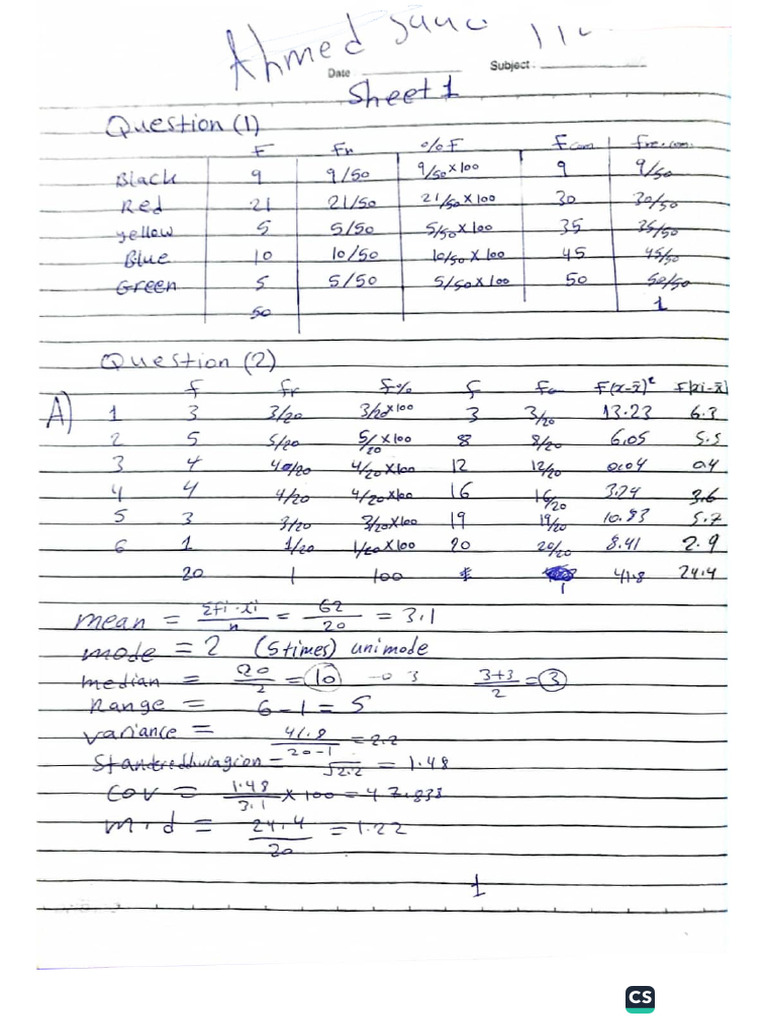 Sheet 1 | PDF