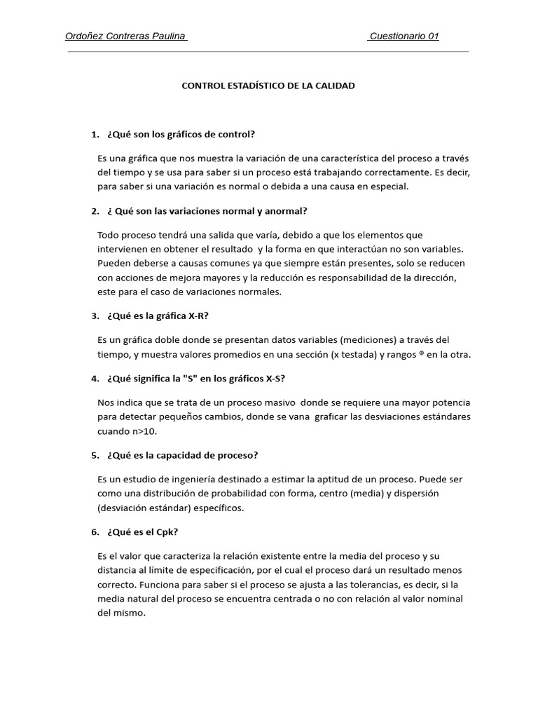 Gráficos de Control en Calidad Estadística | PDF
