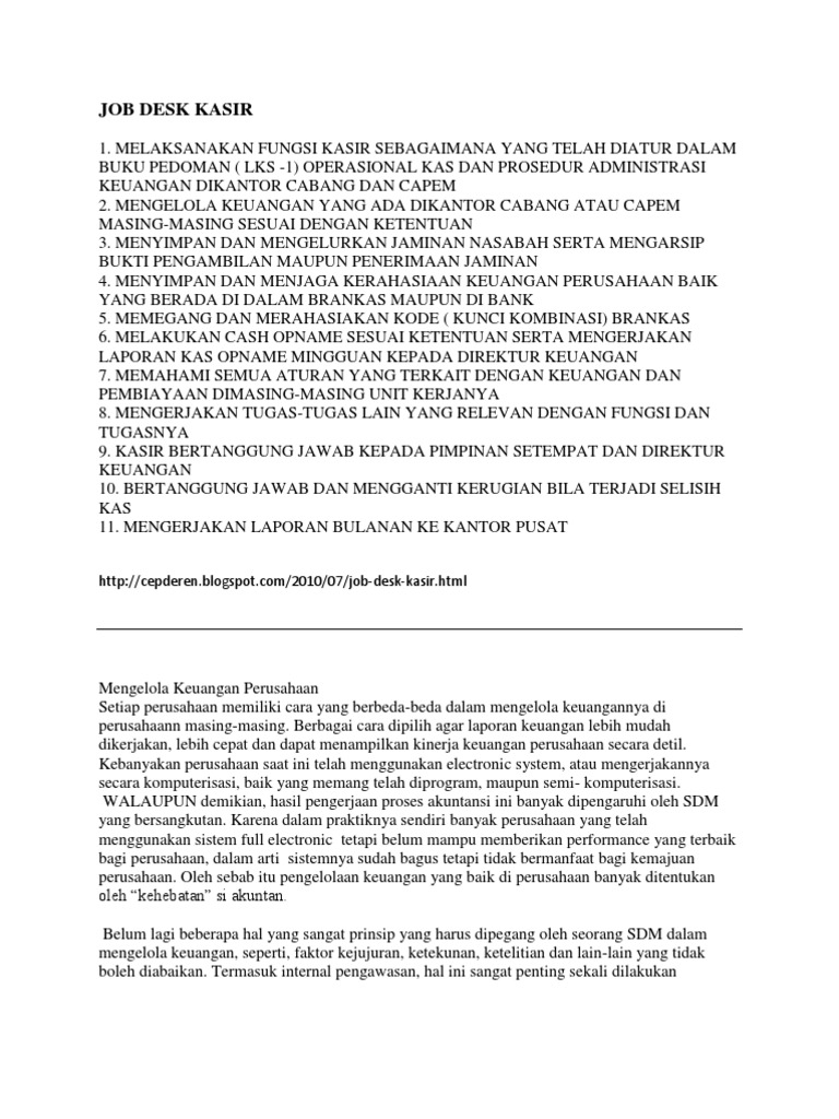 Job Desk Kasir PDF
