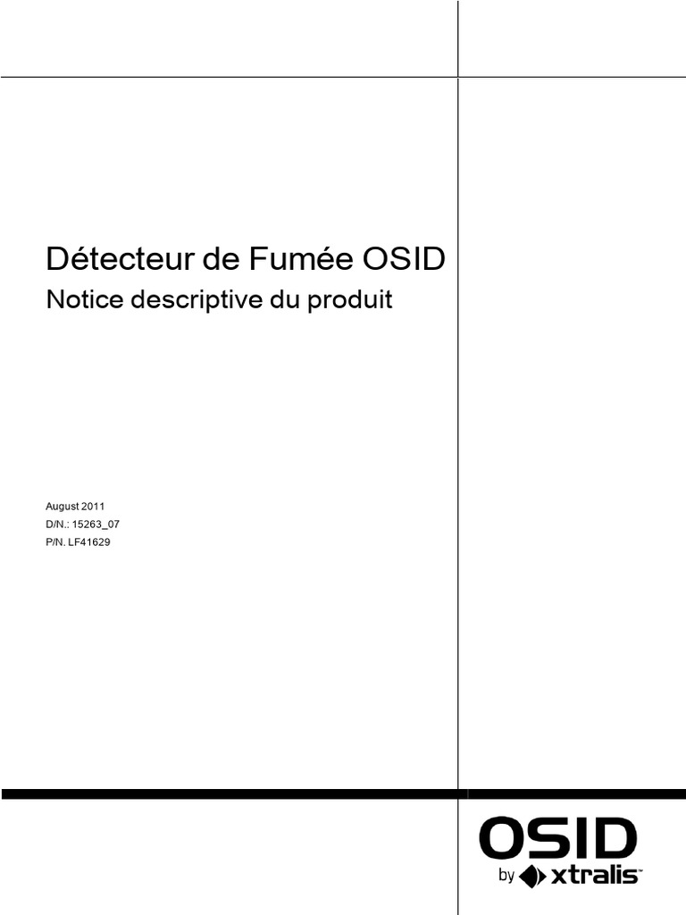 Détecteur de Fumée OSID Xtralis | PDF | Infrarouge | Interrupteur