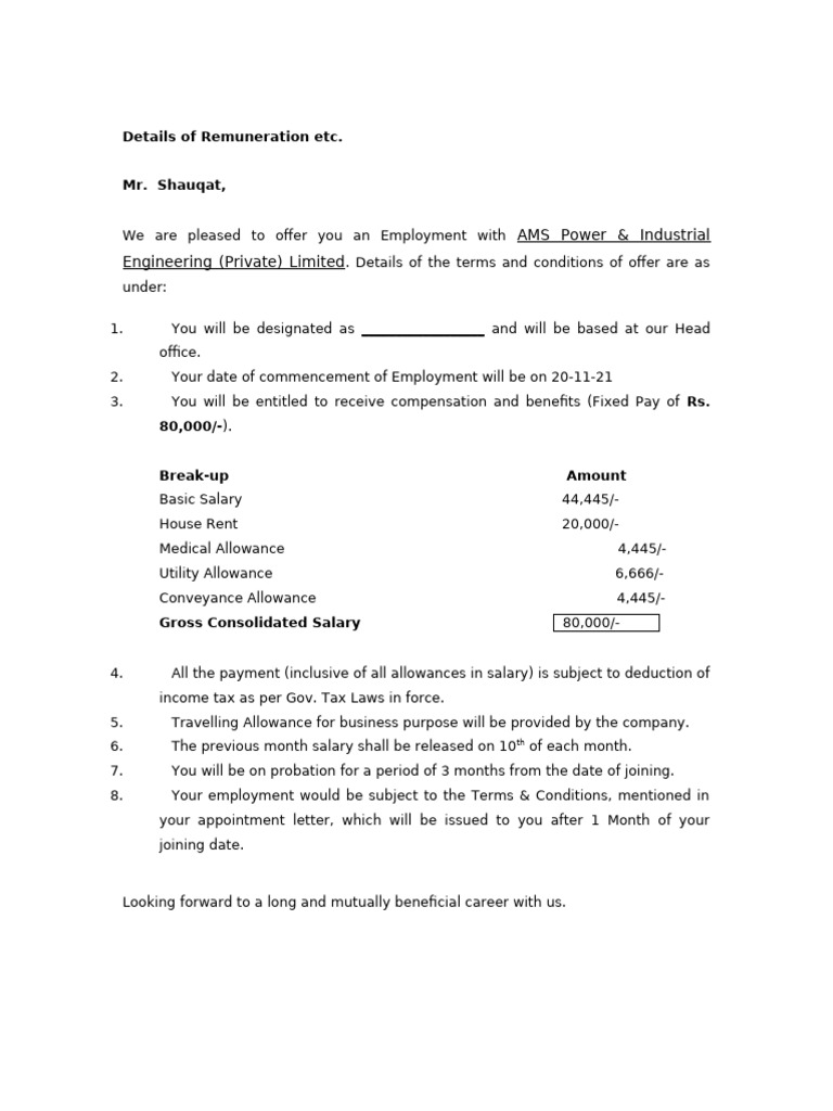 Offer Letter | PDF