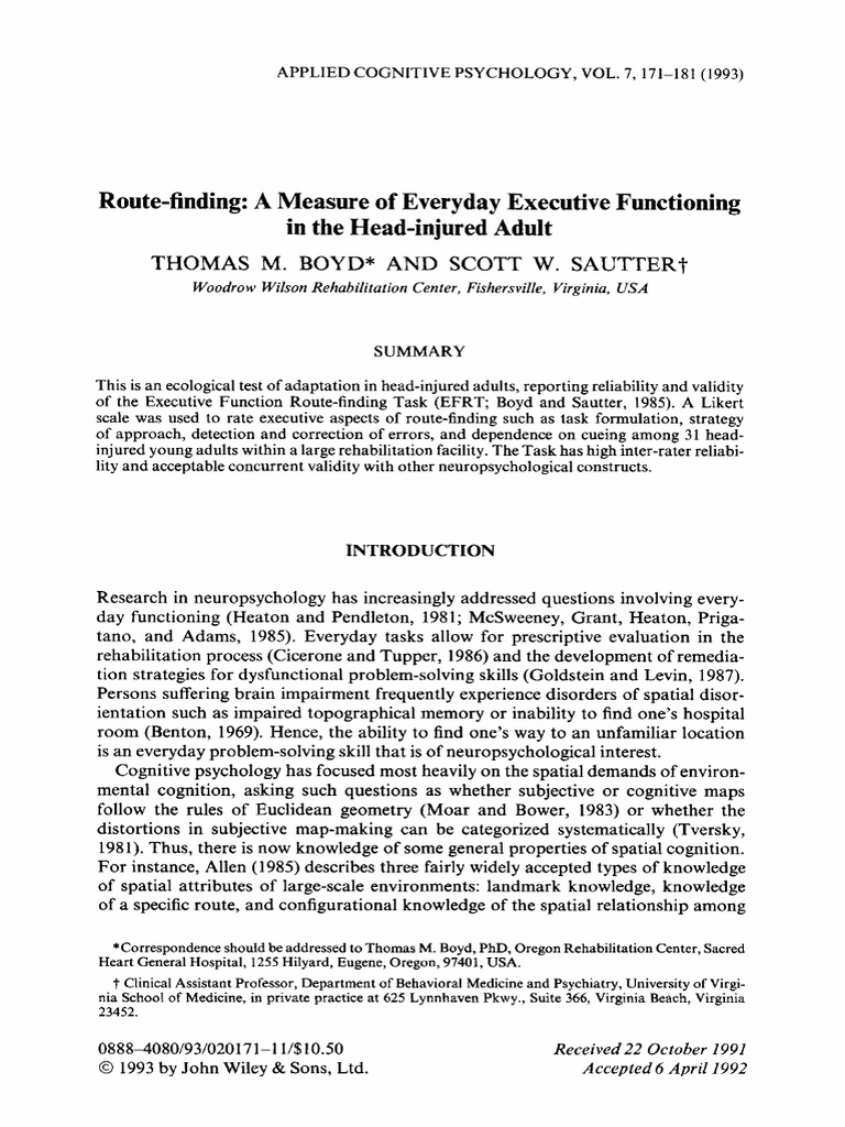 Executive Function Route-Finding Task | PDF | Wechsler Adult ...