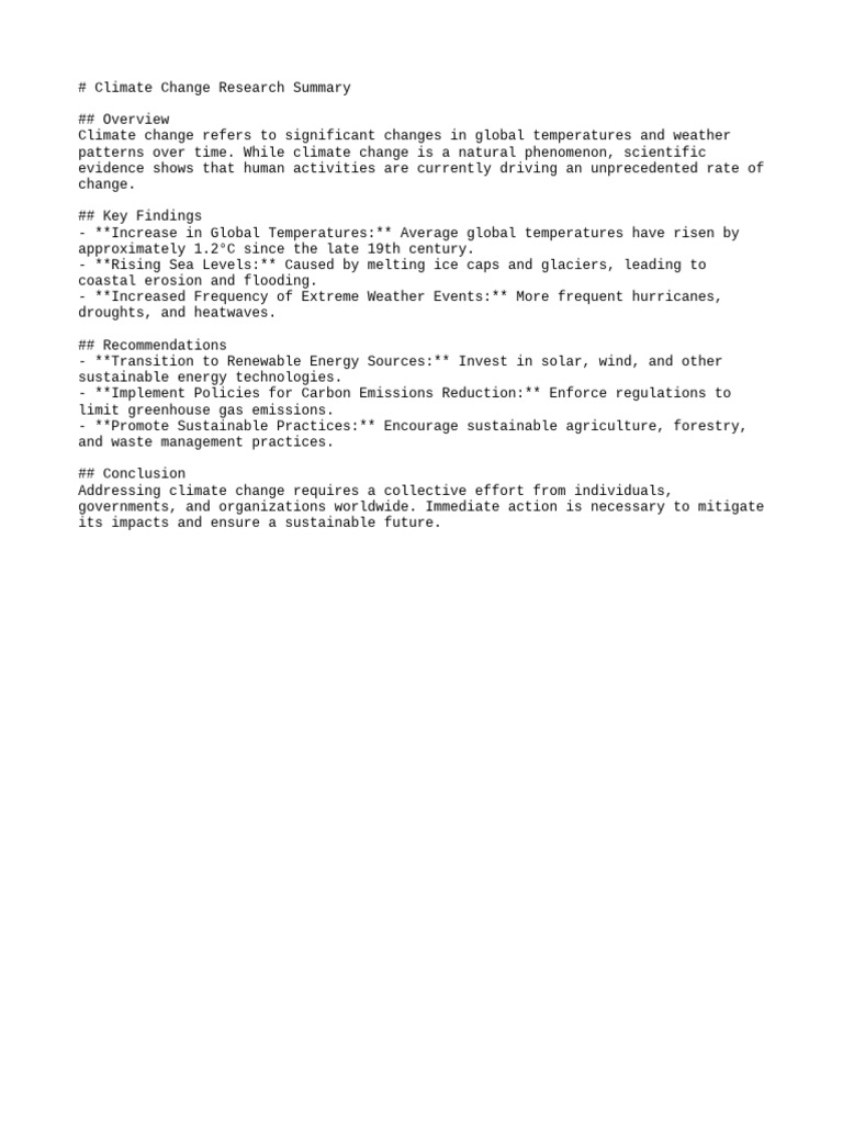 Climate Change Research Summary | PDF