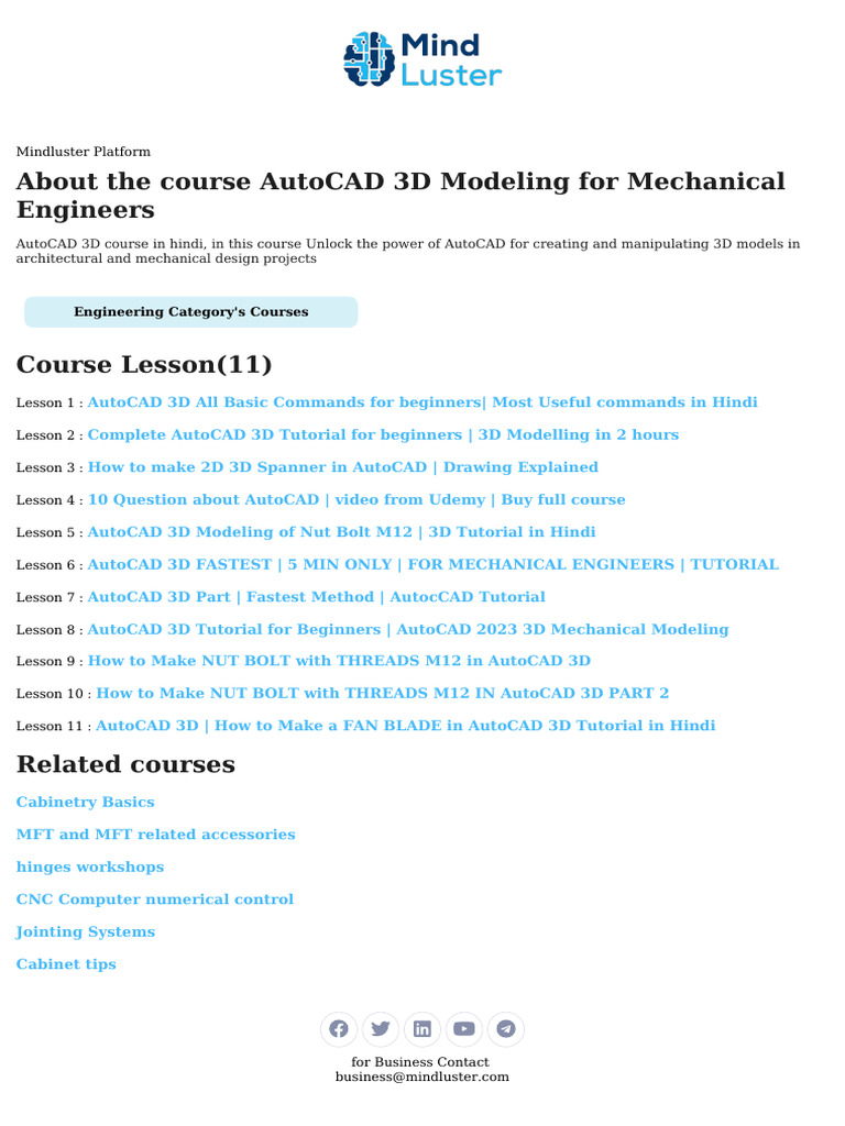 AutoCAD 3D Tutorial for Mechanical Engineers | PDF