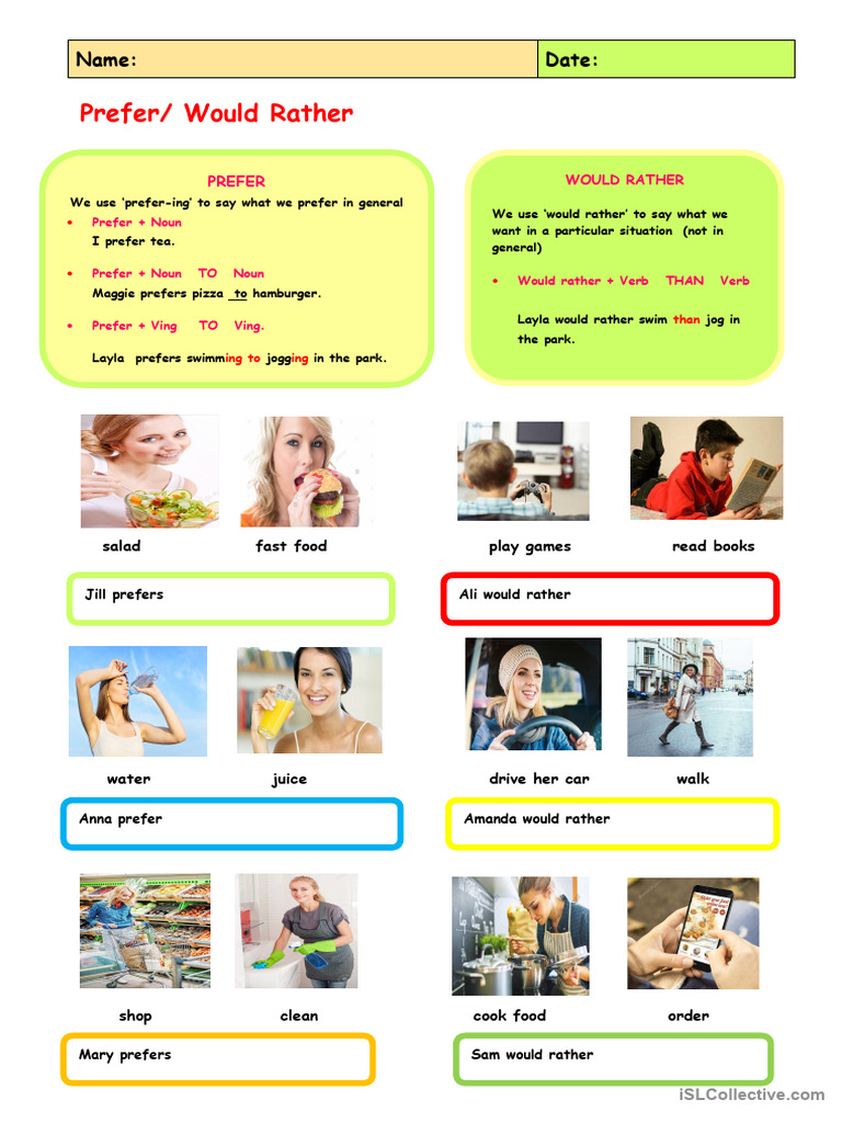 Prefer & Would Rather | PDF
