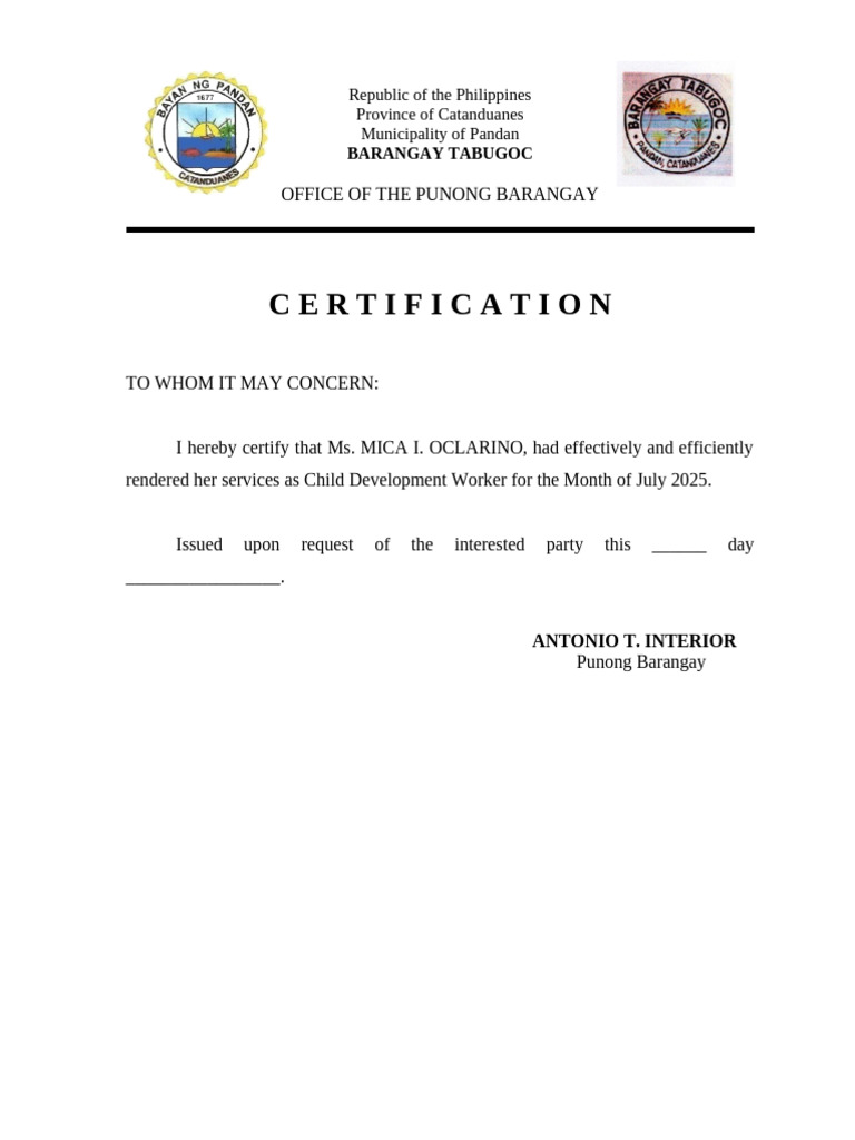 Certification of Child Development Worker | PDF