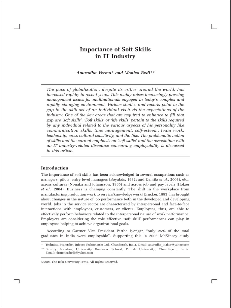 Importance of Soft Skills | PDF | Self Esteem | Skill