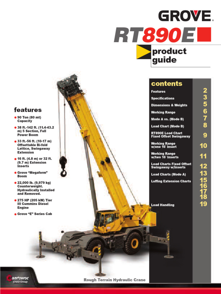 Grove RT890E Crane Specifications | PDF | Crane (Machine) | Steering