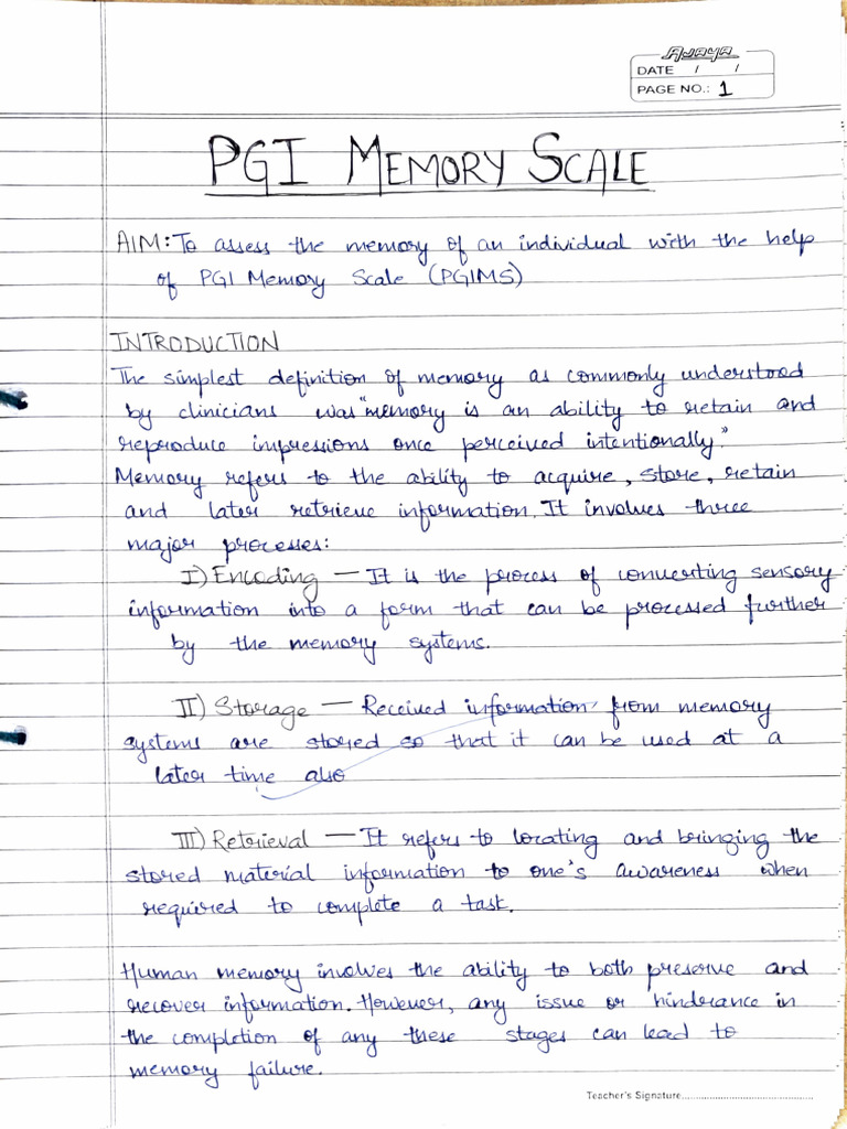 PGI Memory Scale PDF | PDF | Descriptive Statistics