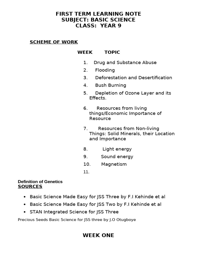 Year 9 Basic Science Learning Notes | PDF | Ozone | Dominance (Genetics)