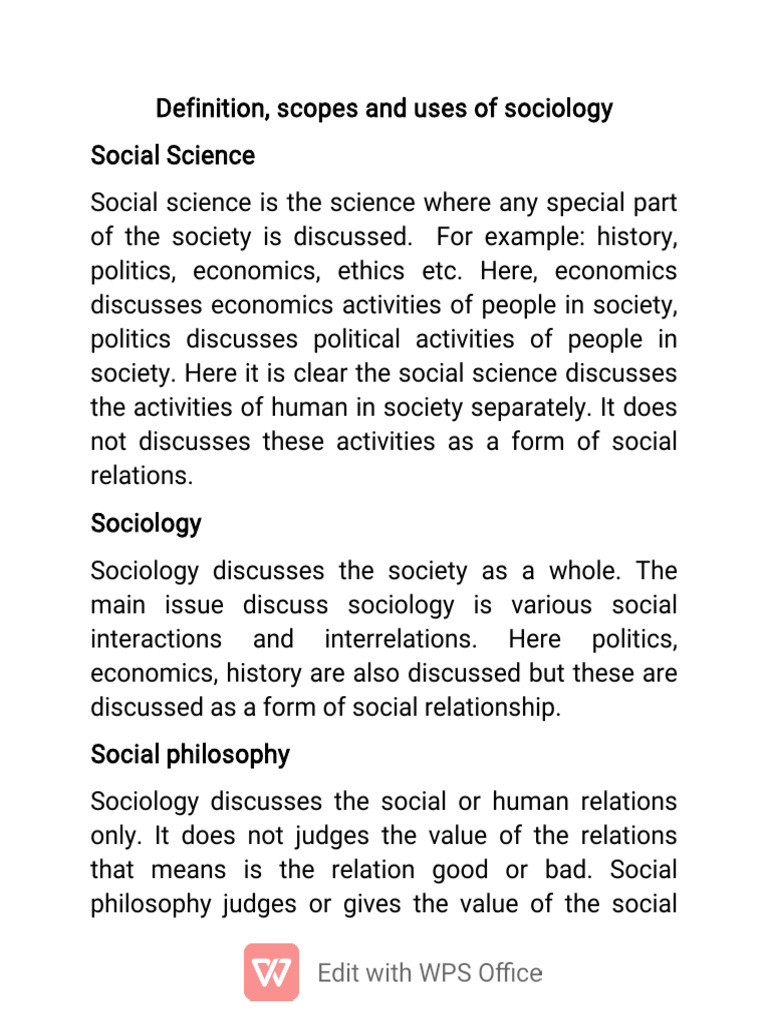 Defining Sociology and Its Scope | PDF | Sociology | Social Sciences