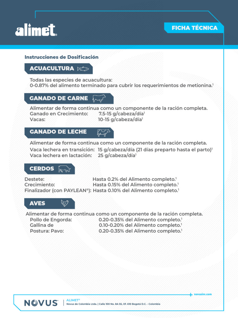 ALIMET Colombia DataSheet | PDF | Alimentos