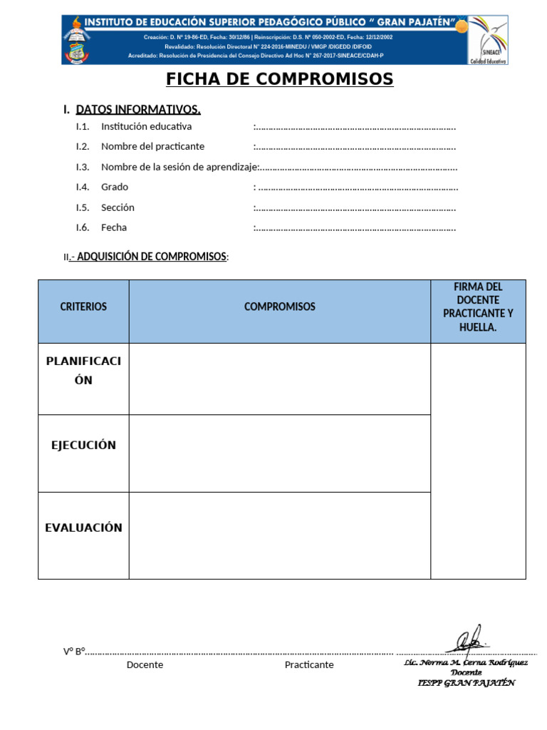 Ficha de Compromisos Educativos | PDF
