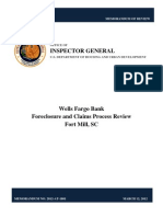 HUD OIG REPORT | WELLS FARGO BANK FORECLOSURE AND CLAIMS PROCESS REVIEW