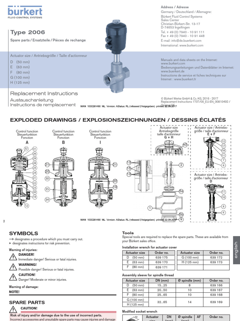 Bürkert Actuator Replacement Guide | PDF | Valve | Screw
