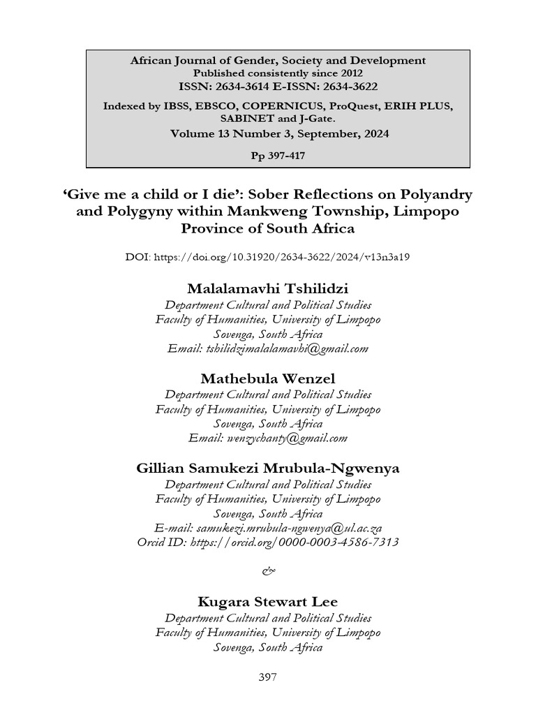 Mankweng Views on Polyandry and Polygyny | PDF | Polygamy | Marriage