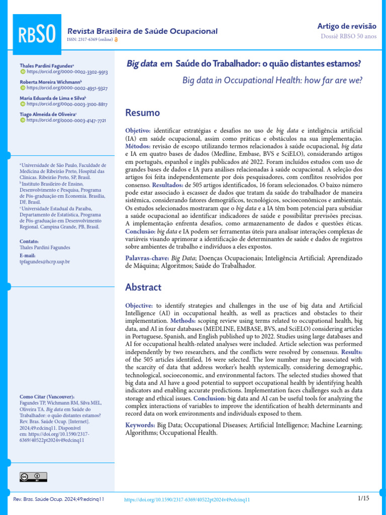 Big Data e IA na Saúde Ocupacional: Desafios | PDF | Big Data ...