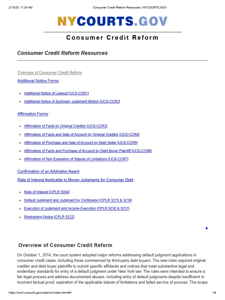 Consumer Credit Reform Overview and Forms | PDF | Credit Card | Summary ...