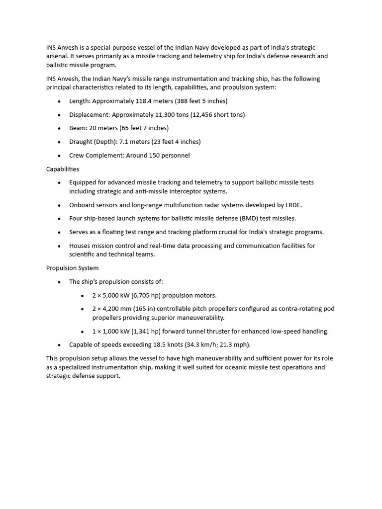 INS Anvesh | PDF
