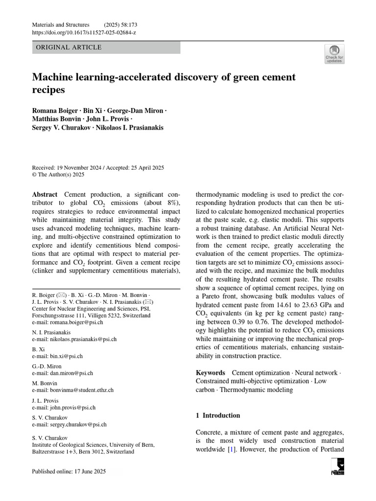 Machine Learning for Green Cement Recipes | PDF | Concrete | Young's ...