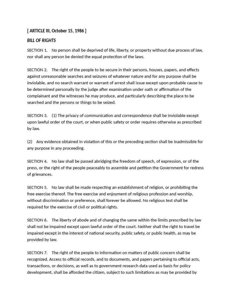 Bill of Rights Overview and Protections | PDF | Search And Seizure | Bail