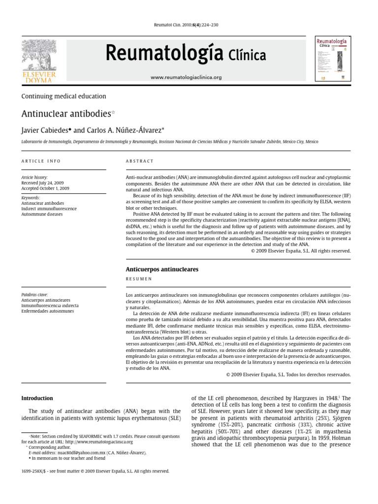 Antinuclear Antibodies | PDF | Autoimmunity | Elisa