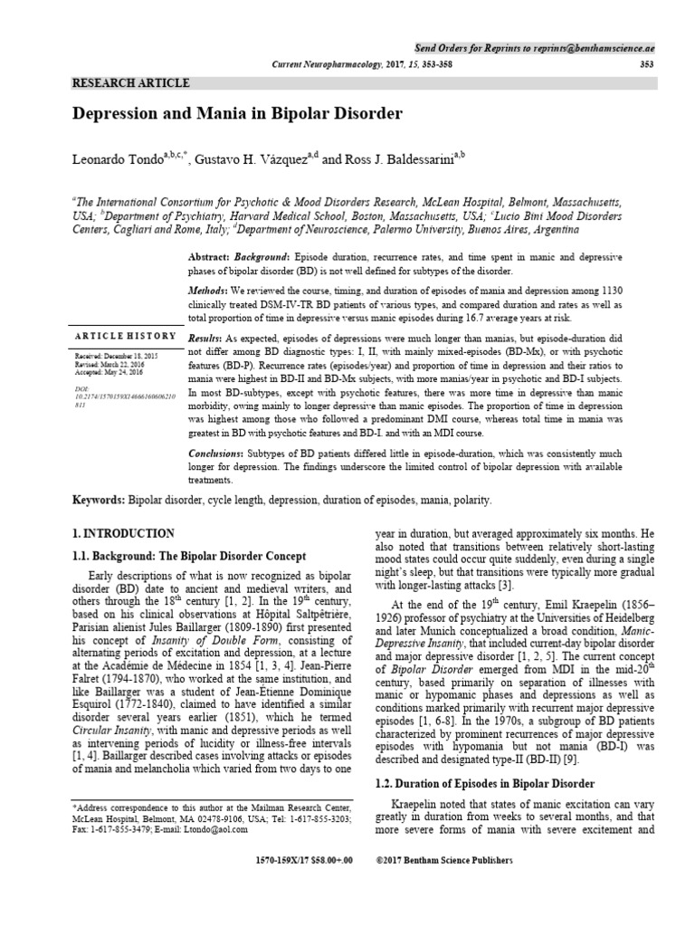Duration of Episodes in Bipolar Disorder | PDF | Bipolar Disorder | Mania
