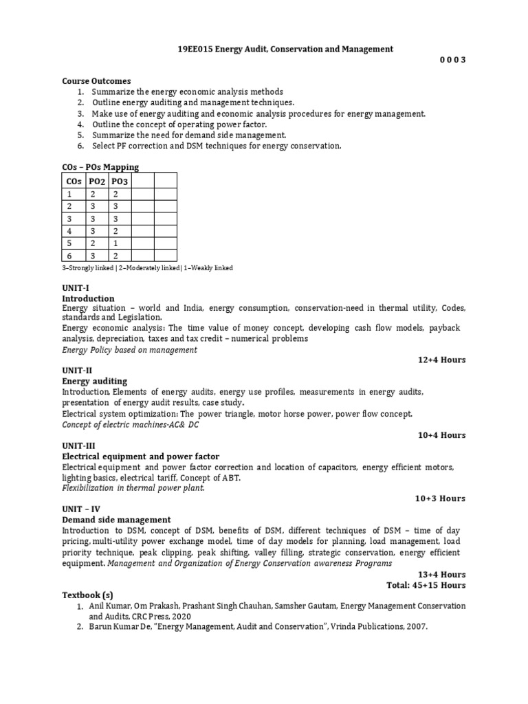 Energy Audit and Conservation Syllabus | PDF | Energy Conservation | Audit