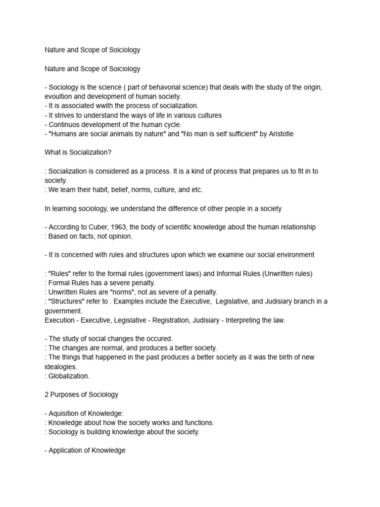 Nature and Scope of Soiciology | PDF | Sociology | Positivism
