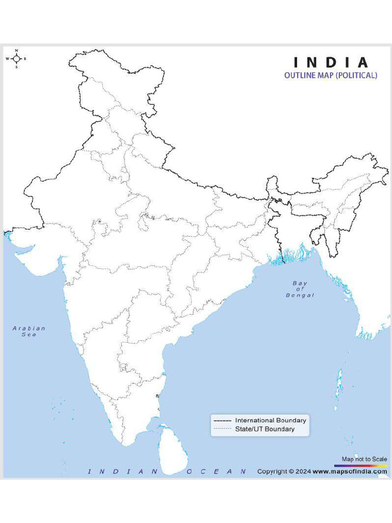 India Political Map in A4 Size | PDF