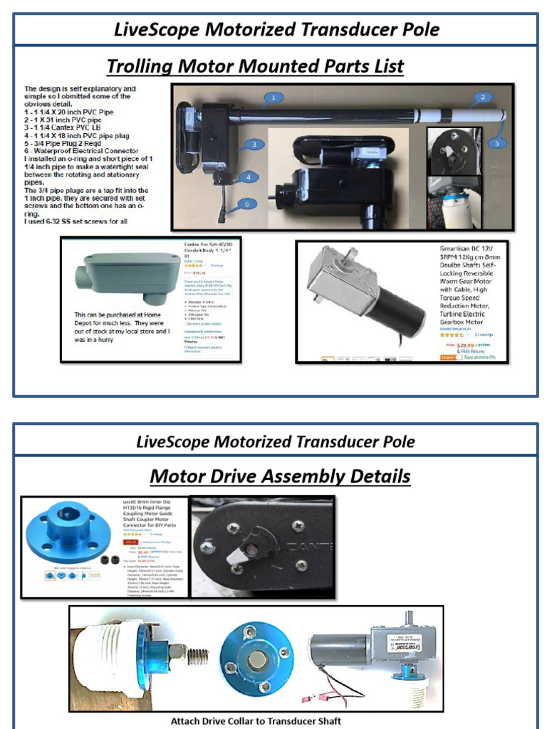 LiveScope Motorized Transducer Pole Guide | PDF | Switch | Screw