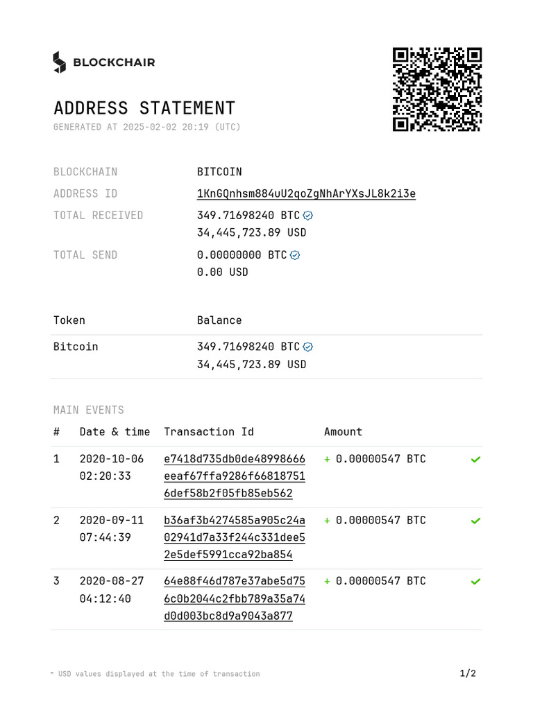 Wallet Statement 1 - 1 2013-01-03 - 2025-02-01 | PDF | Bitcoin |  Distributed Computing